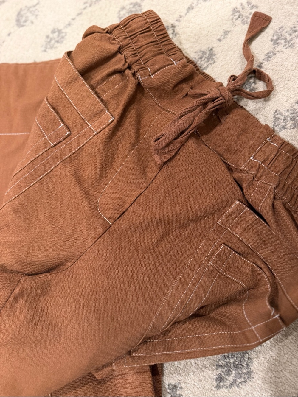 High-Rise Wide-Leg Utility Pants in Brown - Picture 7 of 10